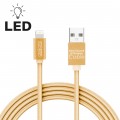 Cablu de date - iPhone lightning - cu lumină LED, auriu, 1 m